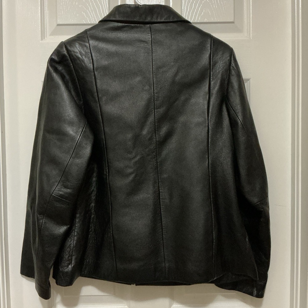 WILSONS LEATHER Pelle Studio Black Leather Full Zip Pocket Womens Jacket XL‎ 90s - Picture 3 of 11